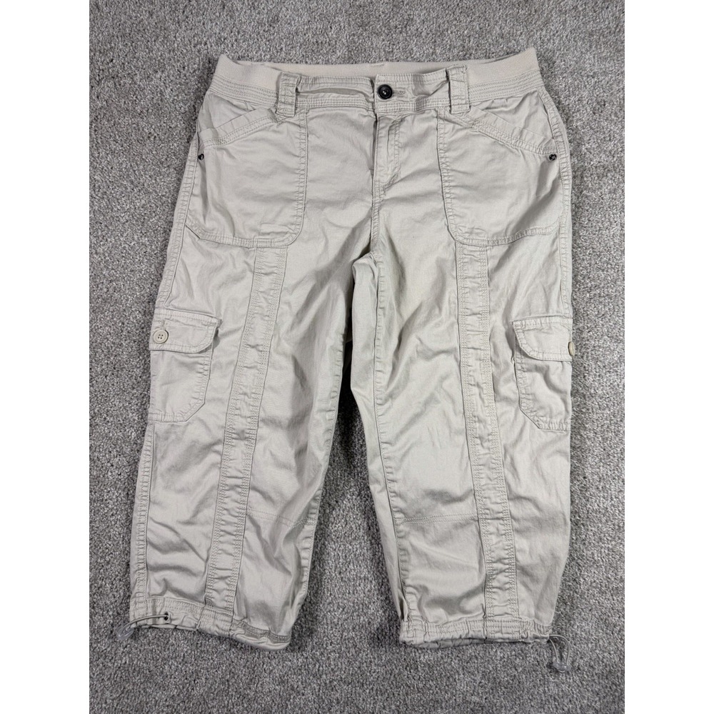 Style & Co Women's Khaki Beige Pull-On Cargo Capri Pants Size 12P Petite
